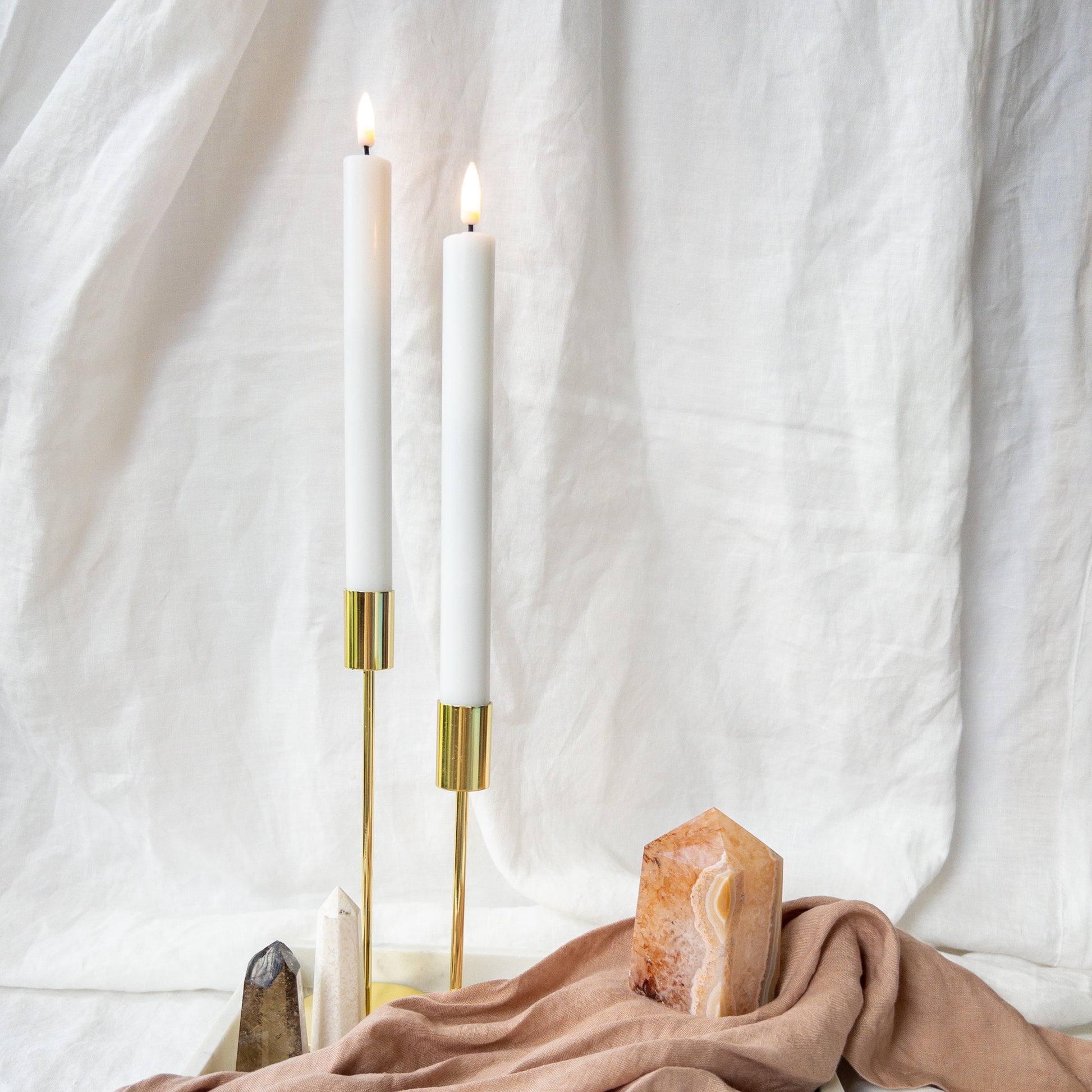 Taper Candlestick Gold 7in - Quick Candles